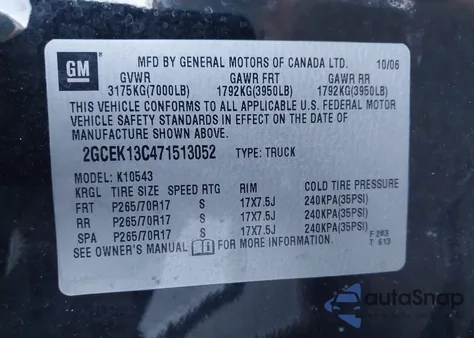 2007 Chevrolet Silverado 1500 Lt1 z USA, uszkodzony, nr VIN 2GCEK13C471513052